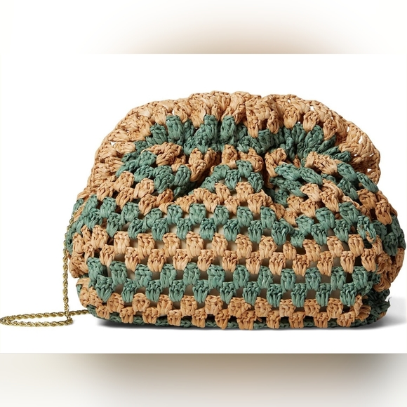 Loeffler Randall Willa Mini Cinch Clutch Green/Pink One Size - Picture 1 of 2